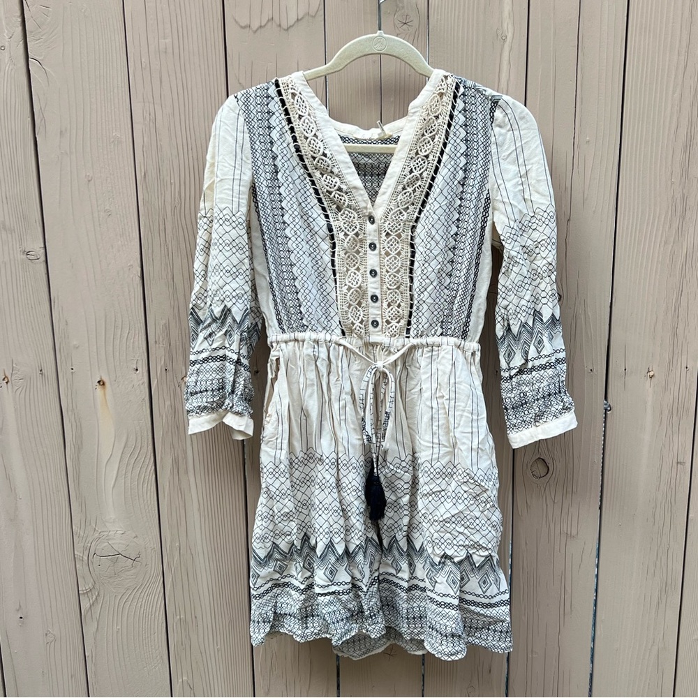 Cream mini dress with black pattern